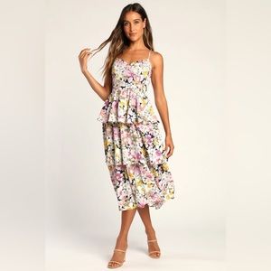 Lulus NWT Boldly Blossoming midi dress size XS
